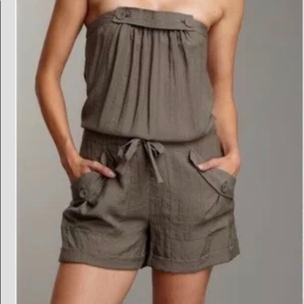 BCBGMAXAZRIA Green Romper Strapless Y2K grunge